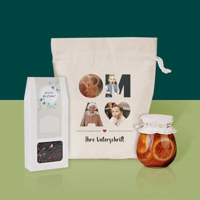 Buchstaben-Collage: Opa - Tee-Geschenkset