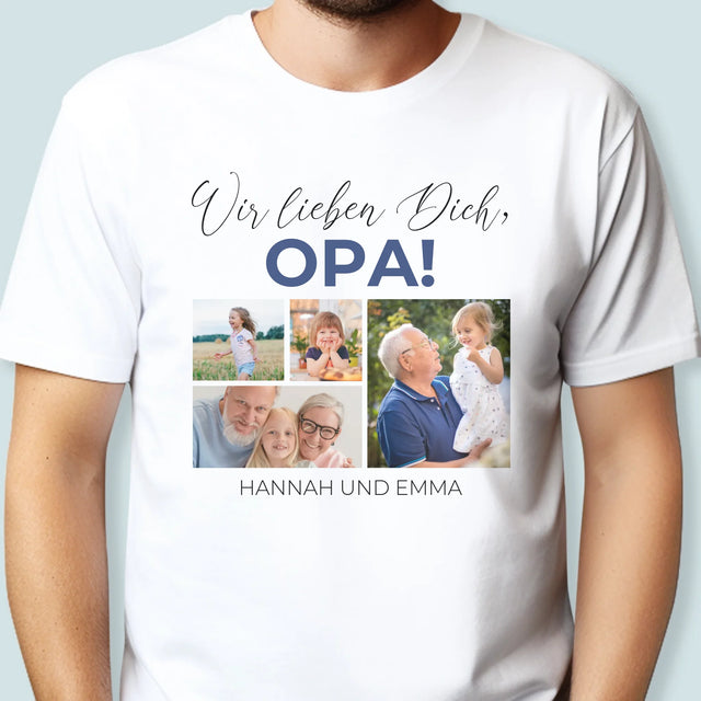 Fotocollage: Wir Lieben Dich, Opa! - T-Shirt Für Herren
