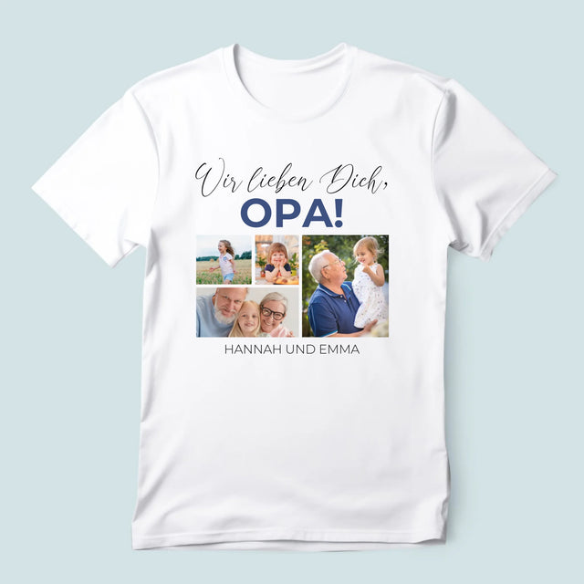 Fotocollage: Wir Lieben Dich, Opa! - T-Shirt Für Herren