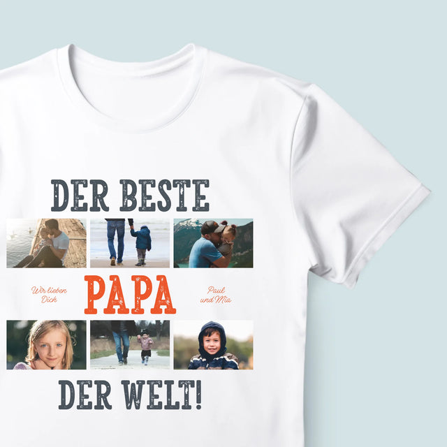 Fotocollage: Bester Papa Der Welt Fotos - T-Shirt Für Herren