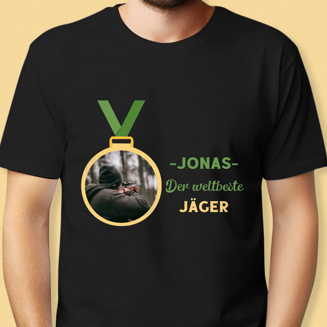 Foto Und Unterschrift: Der Weltbeste Jäger - T-Shirt Für Herren
