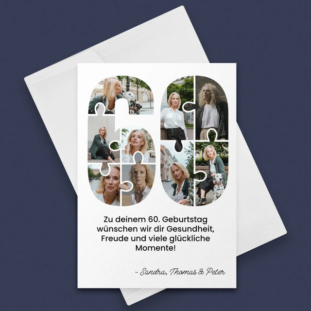 Form-Collage: 60. Geburtstag Puzzle - Glückwunschkarte