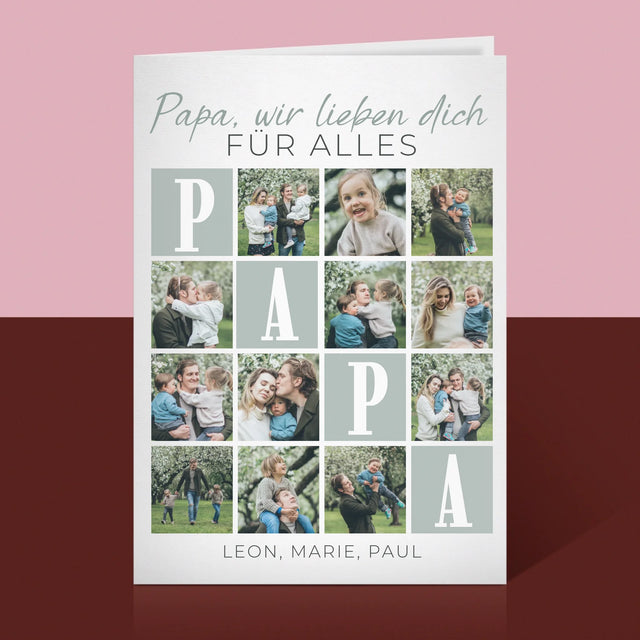 Fotocollage: Papa, Wir Lieben Dich Für Alles. - Glückwunschkarte