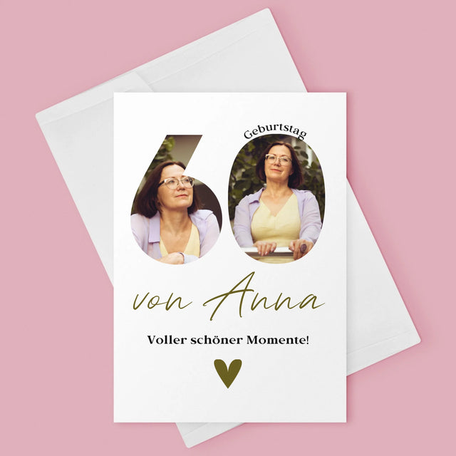 Buchstaben-Collage: 60. Geburtstag Voller Schöner Momente - Glückwunschkarte