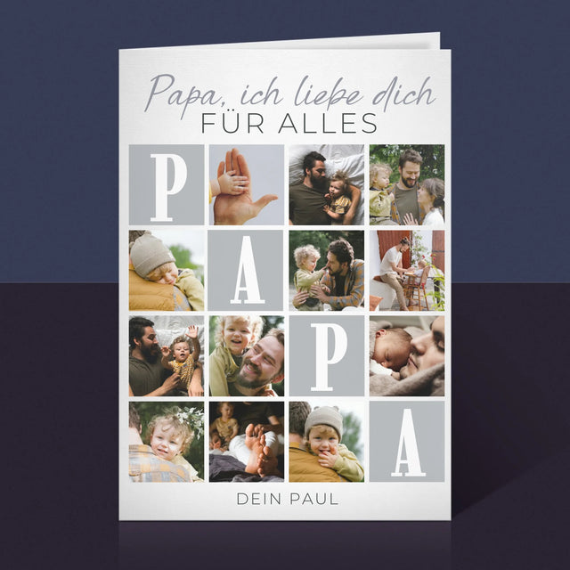 Fotocollage: Papa, ich liebe dich für alles - Grußkarte | DE