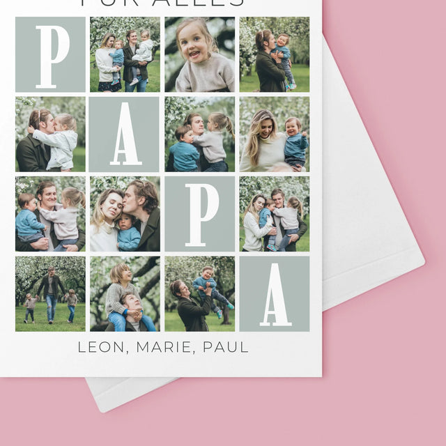 Fotocollage: Papa, Wir Lieben Dich Für Alles. - Glückwunschkarte