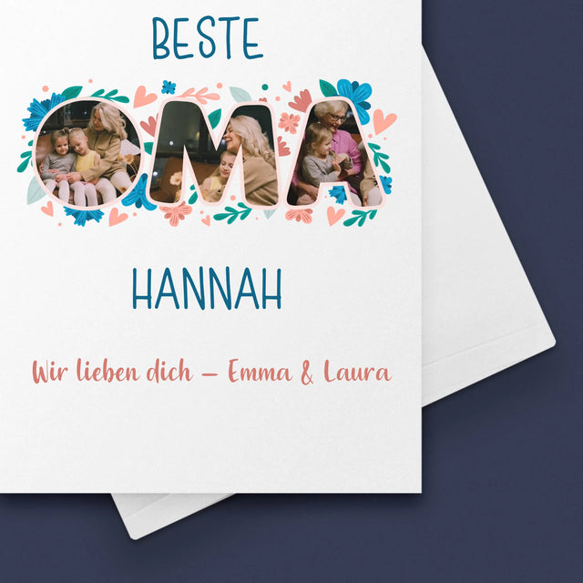 Buchstaben-Collage: Beste Oma - Glückwunschkarte