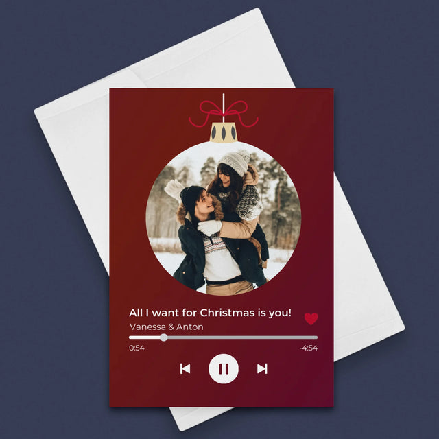 Foto Und Unterschrift: Weihnachtslied Spotify - Glückwunschkarte