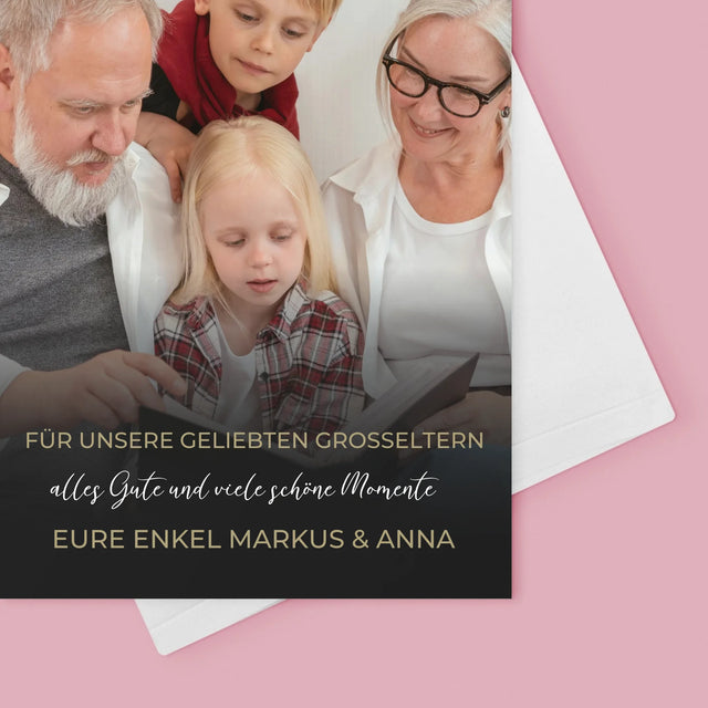Foto Und Unterschrift: Für Unsere Geliebten Großeltern - Glückwunschkarte