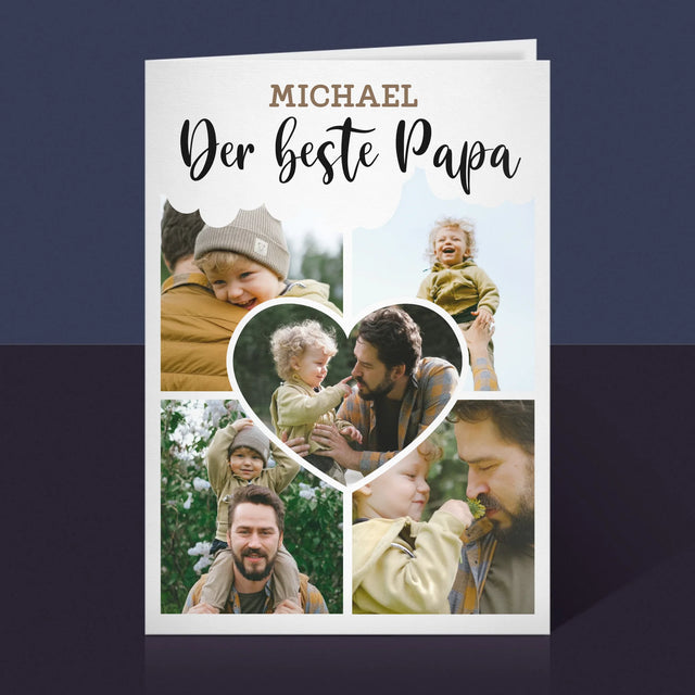 Fotocollage: Der Beste Papa – Ein Bild Im Herzen - Glückwunschkarte