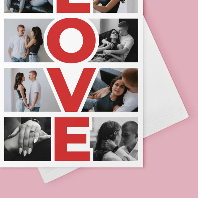 Fotocollage: Das Wort „Love“ - Glückwunschkarte