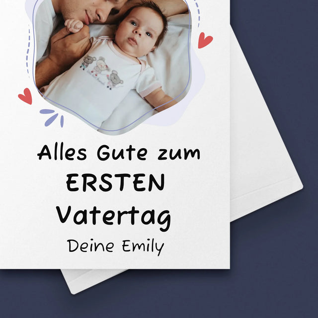 Foto Und Unterschrift: Alles Gute Zum Ersten Vatertag - Glückwunschkarte