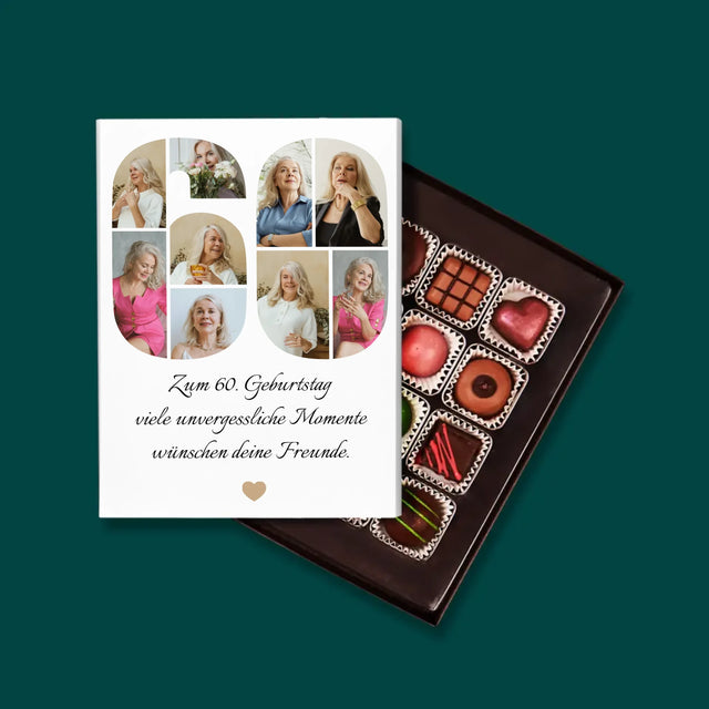 Form-Collage: 60. Geburtstag Glückwünsche - Pralinen