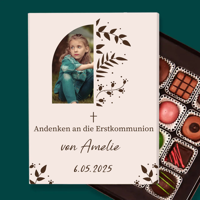 Foto Und Unterschrift: Erste Heilige Kommunion Blätter - Pralinen