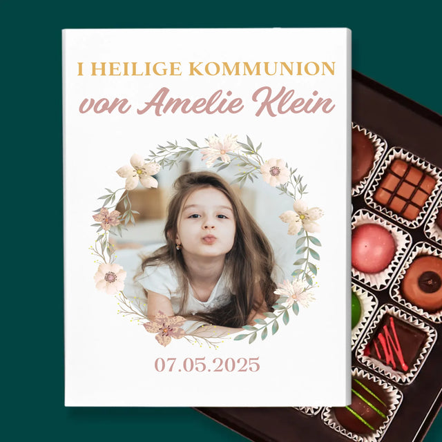 Foto Und Unterschrift: Erstkommunion Blumen - Pralinen