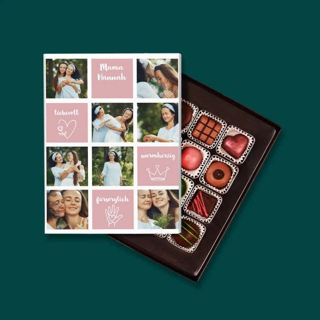 Fotocollage: Eigenschaften Einer Mama - Pralinen