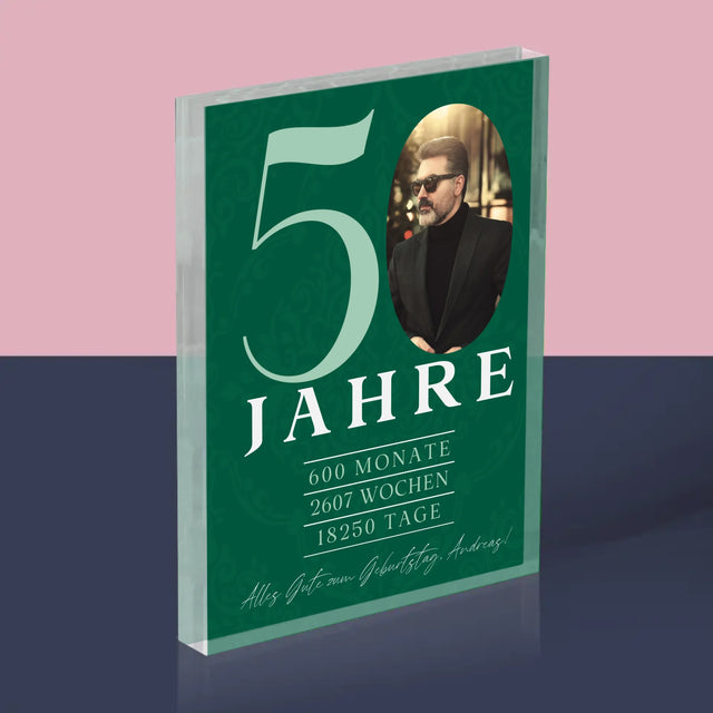 Foto Und Unterschrift: 50 Jahre Countdown - Acrylblock