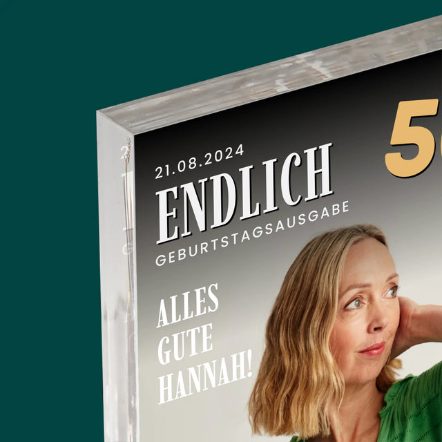 Magazin-Cover: Endlich 50 - Acrylblock