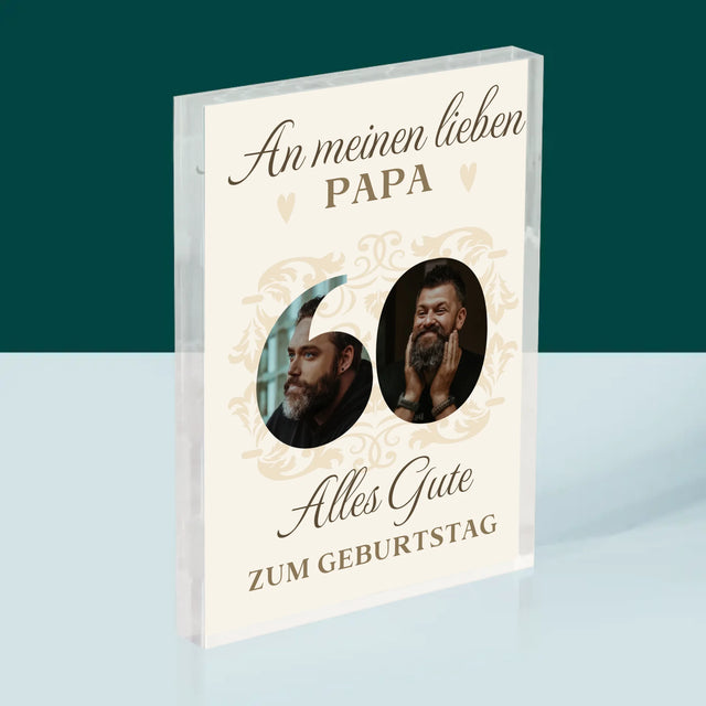 Buchstaben-Collage: An Meinen Lieben Papa Zum 60. Geburtstag - Acrylblock