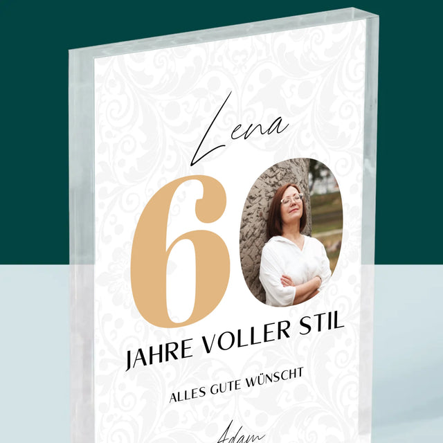 Foto Und Unterschrift: 60 Jahre Voller Stil - Acrylblock