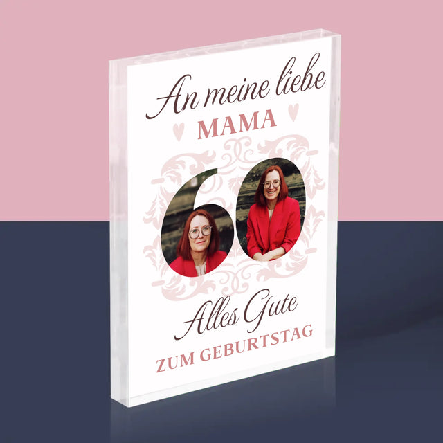 Buchstaben-Collage: An Meine Liebe Mama Zum 60. Geburtstag - Acrylblock