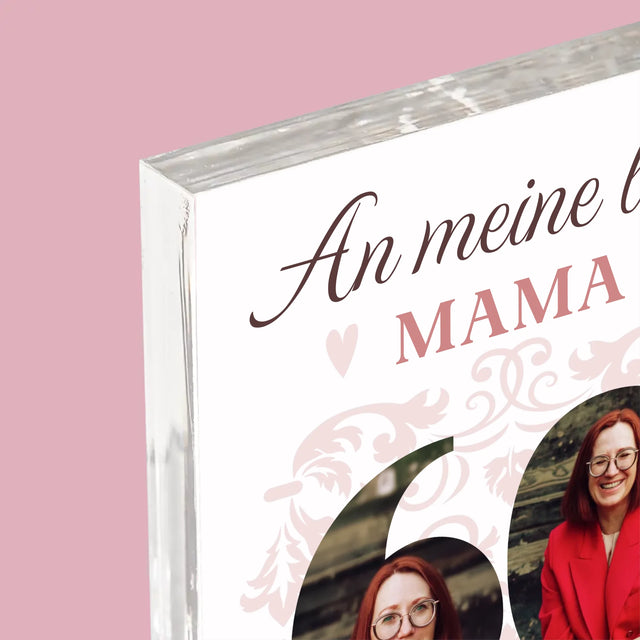 Buchstaben-Collage: An Meine Liebe Mama Zum 60. Geburtstag - Acrylblock