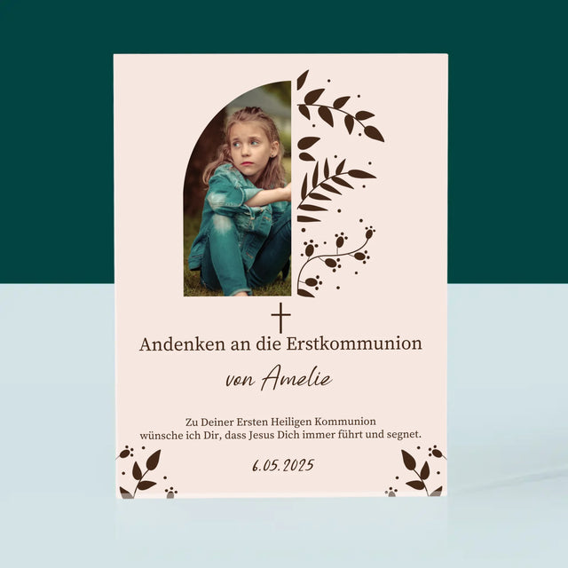 Foto Und Unterschrift: Erste Heilige Kommunion Blätter - Acrylblock