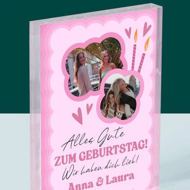 Fotocollage: Rosa Geburtstag - Acrylblock