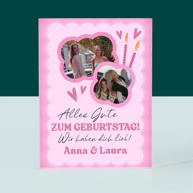 Fotocollage: Rosa Geburtstag - Acrylblock