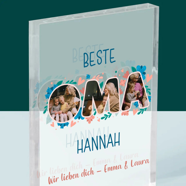 Buchstaben-Collage: Beste Oma - Acrylblock