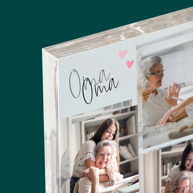 Fotocollage: Oma, Ich Liebe Dich - Acrylblock