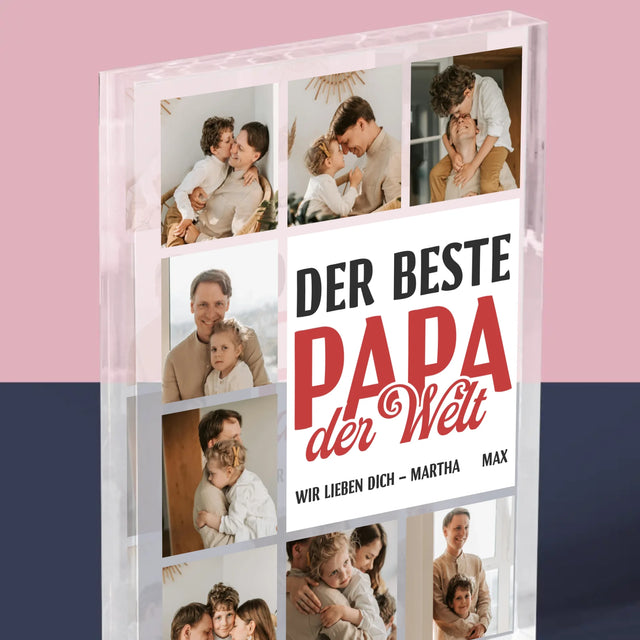 Fotocollage: Der Beste Papa Auf Der Ganzen Welt - Acrylblock