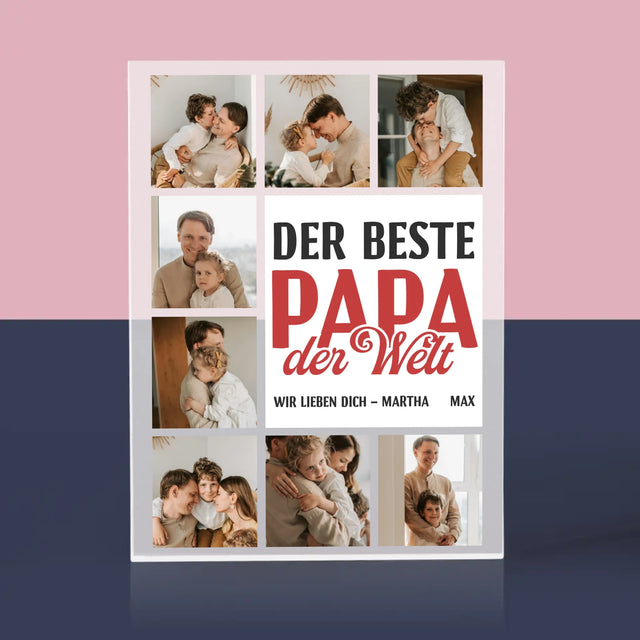 Fotocollage: Der Beste Papa Auf Der Ganzen Welt - Acrylblock