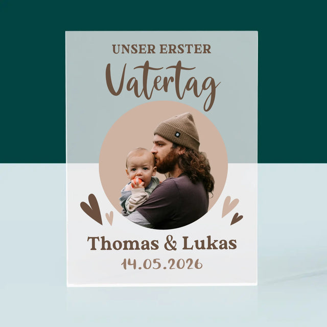 Foto Und Unterschrift: Der Erste Vatertag Foto Im Kreis - Acrylblock