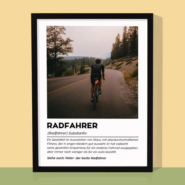 Foto Und Unterschrift: Definition Eines Radfahrers - Druck Mit Rahmen 30X40