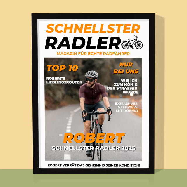 Magazin-Cover: Der Schnellste Radler - Druck Mit Rahmen 30X40