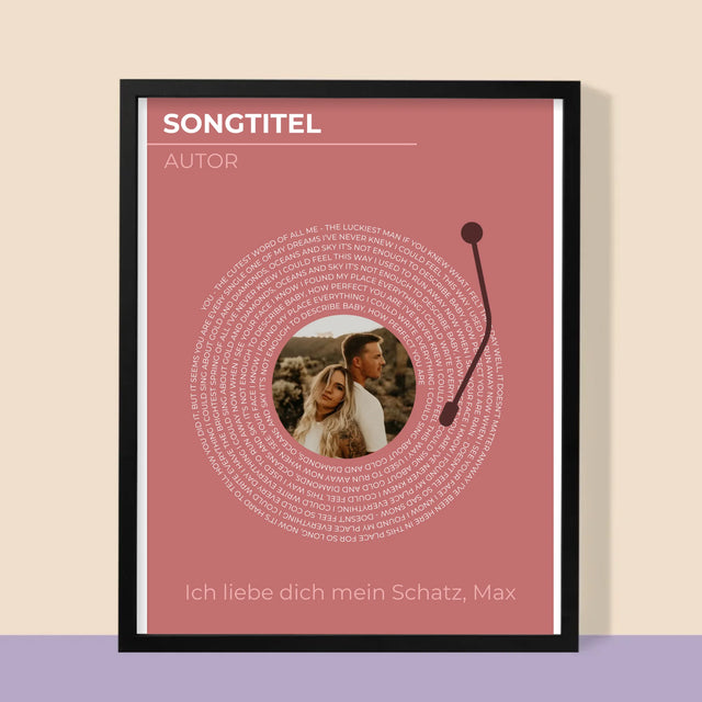 Foto Und Unterschrift: Unser Lied Schallplatte - Druck Mit Rahmen 30X40