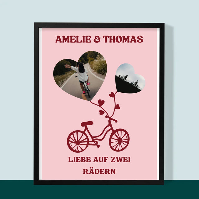 Fotocollage: Liebe Auf Zwei Rädern - Druck Mit Rahmen 30X40