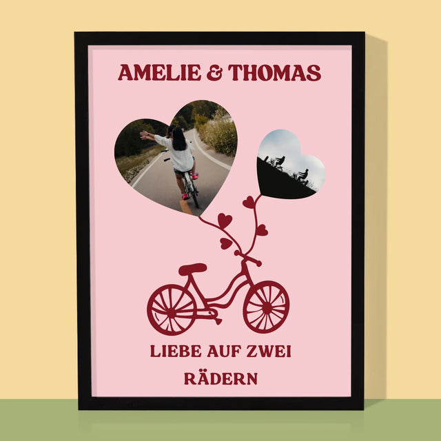 Fotocollage: Liebe Auf Zwei Rädern - Druck Mit Rahmen 30X40