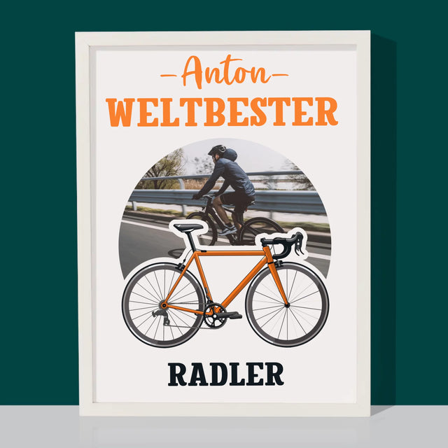 Foto Und Unterschrift: Der Weltbeste Radler - Druck Mit Rahmen 30X40