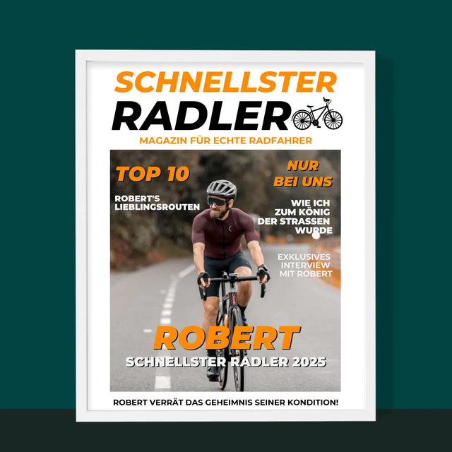 Magazin-Cover: Der Schnellste Radler - Druck Mit Rahmen 30X40
