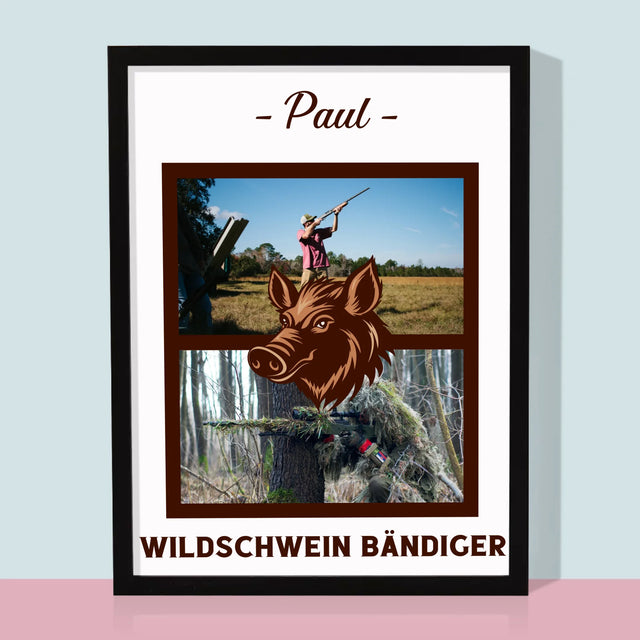 Fotocollage: Wildschwein Bändiger - Druck Mit Rahmen 30X40