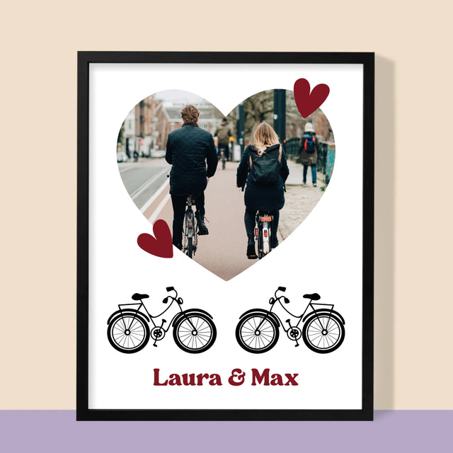 Foto Und Unterschrift: Radfahrerpaar - Druck Mit Rahmen 30X40