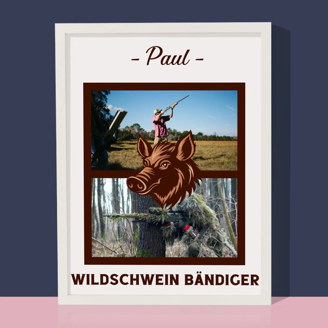Fotocollage: Wildschwein Bändiger - Druck Mit Rahmen 30X40