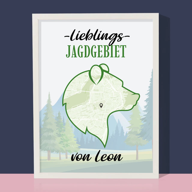 Ihr Standort: Lieblings Jagdgebiet - Druck Mit Rahmen 30X40