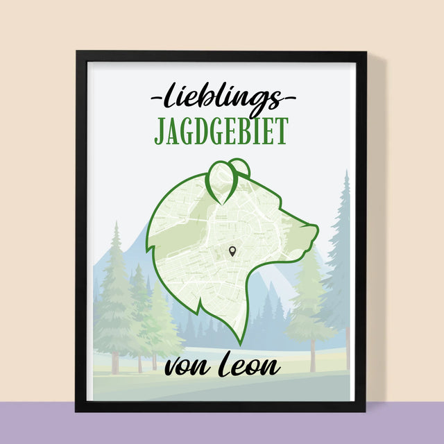 Ihr Standort: Lieblings Jagdgebiet - Druck Mit Rahmen 30X40