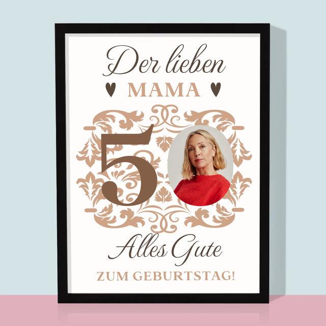 Foto Und Unterschrift: Der Lieben Mama Zum 50. Geburtstag - Druck Mit Rahmen 30X40