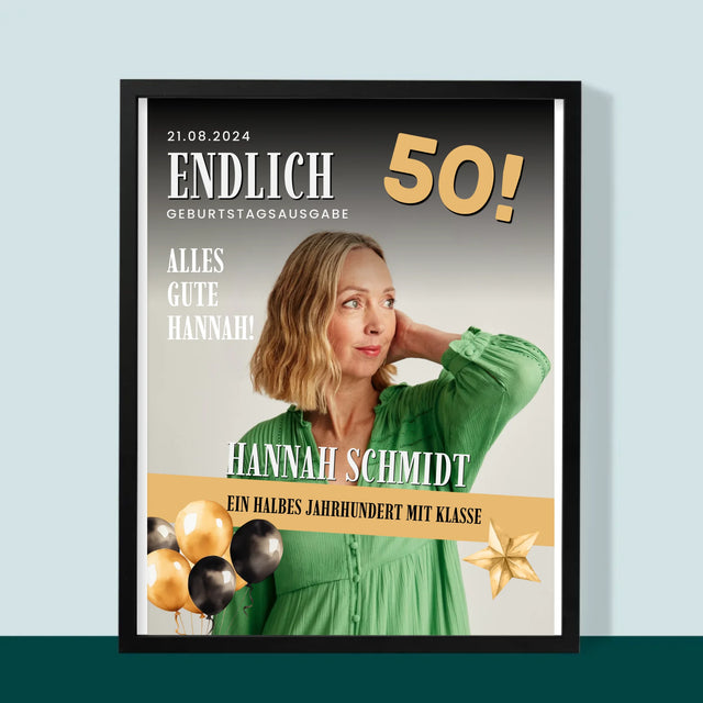 Magazin-Cover: Endlich 50 - Druck Mit Rahmen 30X40