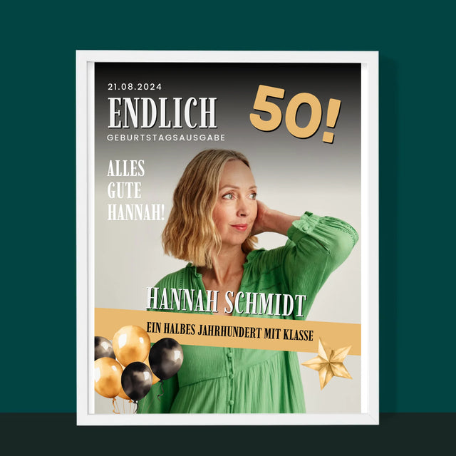 Magazin-Cover: Endlich 50 - Druck Mit Rahmen 30X40
