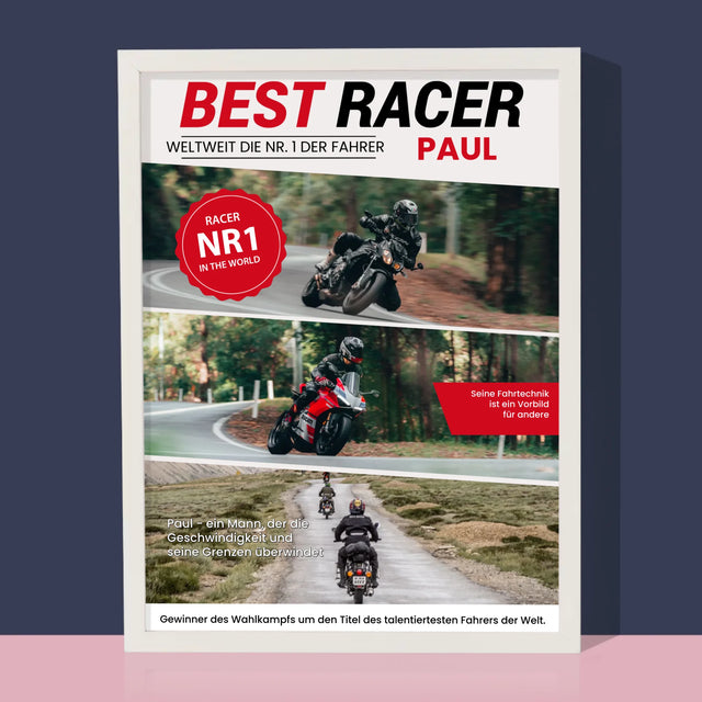 Magazin-Cover: Bester Rennfahrer - Druck Mit Rahmen 30X40